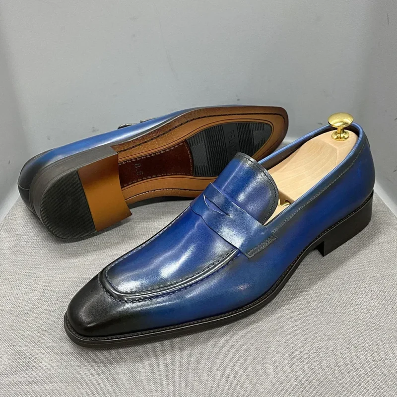 Handcrafted Genuine Leather Penny Loafers for Men with Pointed Toe for Business Attire