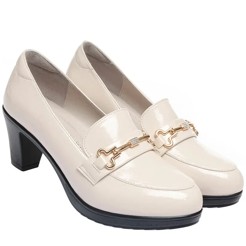 Block heel loafers with optimal heel height for workplace stability