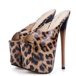Leopard Print Platform Mule Sandals with 7.5-Inch Heels for Statement Summer Style