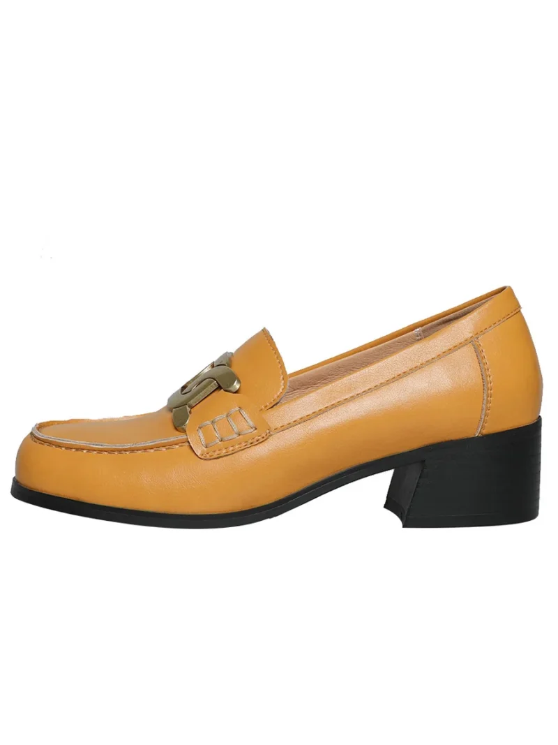Classic Genuine Leather Horsebit Loafers with Square Heel for Women's All-Day Comfort - Image 2