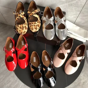 Classic Sheepskin Leather Mary Jane Loafers for Women with Elastic Band Closure