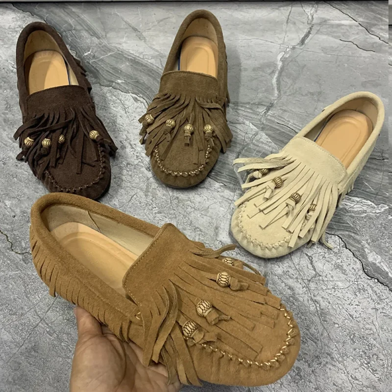 Classic Patent Leather Tassel Loafers for Women with Slip-Resistant Soles - Image 2