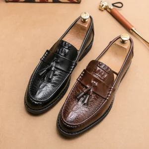 Classic Tassel Leather Loafers for Men with Formal British Style for Weddings