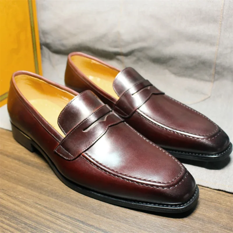 Handcrafted Genuine Calf Leather Penny Loafers for Men with Sheepskin Insole - Image 6