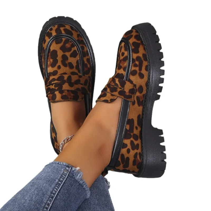 Leopard Print Platform Loafers for Women with Chunky Square Heel for All-Day Comfort - Image 6