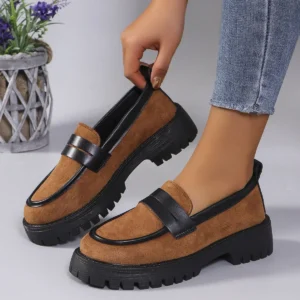 Leopard Print Platform Loafers for Women with Chunky Low Heel for Casual Comfort