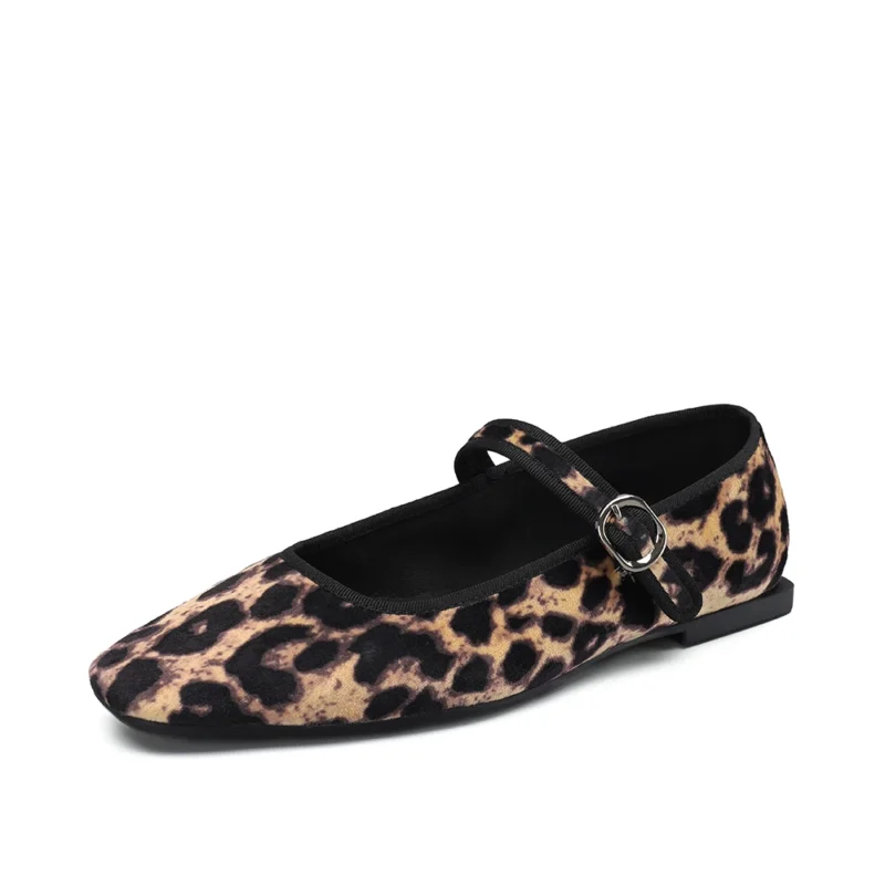 Velvet Leopard Print Mary Jane Ballet Flats with Comfortable Round Toe for Women - Image 10
