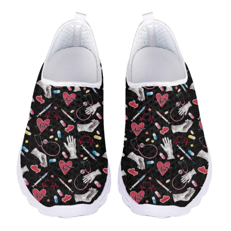 Breathable Mesh Heart Print Penny Loafers for Women with EVA Comfort Insole - Image 8