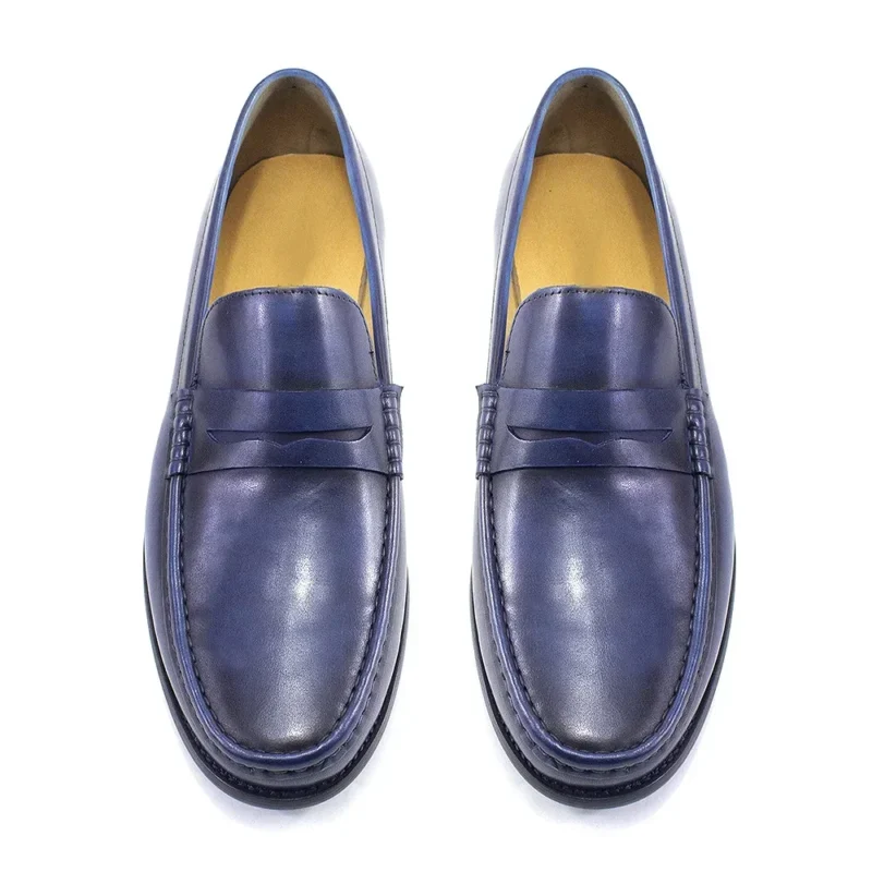 Classic Genuine Leather Penny Loafers for Men with Cushioned Insole for Business and Formal Wear - Image 2