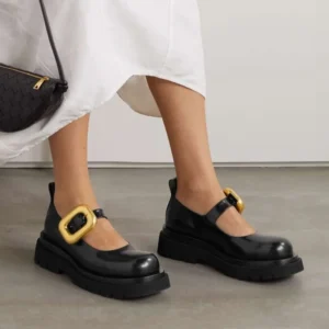 Buckled Platform Block Heel Loafers with Round Toe for Women's Fashion