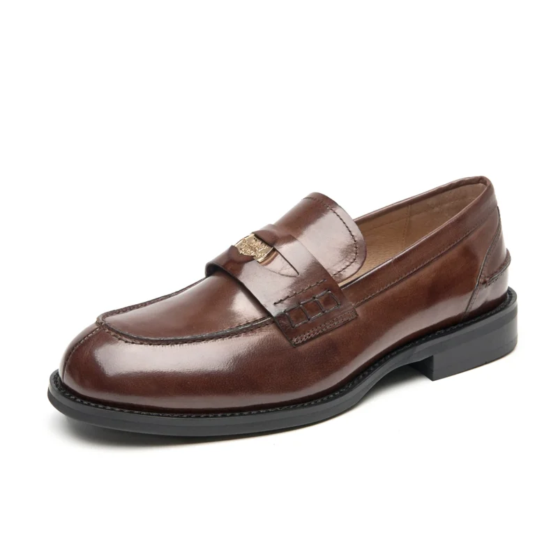 Classic Calfskin Penny Loafers with Low Heel for Women's All-Day Comfort - Image 7
