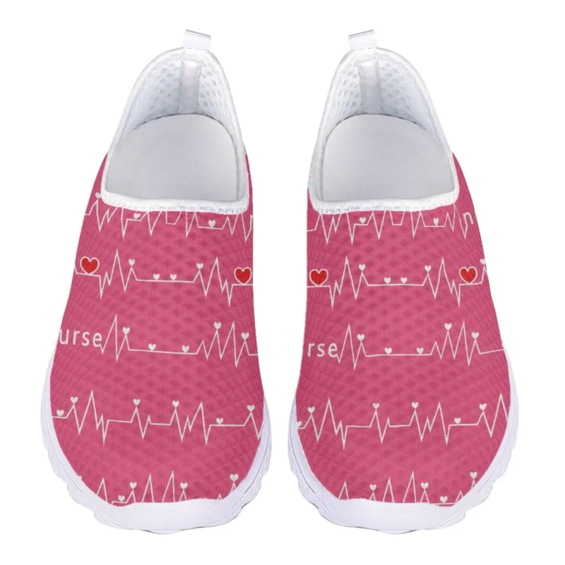 Breathable Mesh Women's Penny Loafers with Cardiogram Print for Summer Comfort - Image 9
