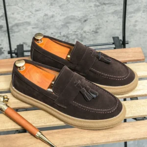 Premium Tassel Suede Loafers for Men with Comfortable EVA Insoles for Driving