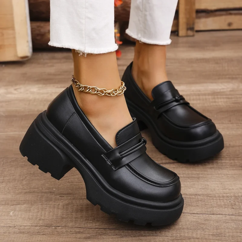 Gothic Chunky Platform Loafers for Women with Round Toe and Lug Sole - Image 7