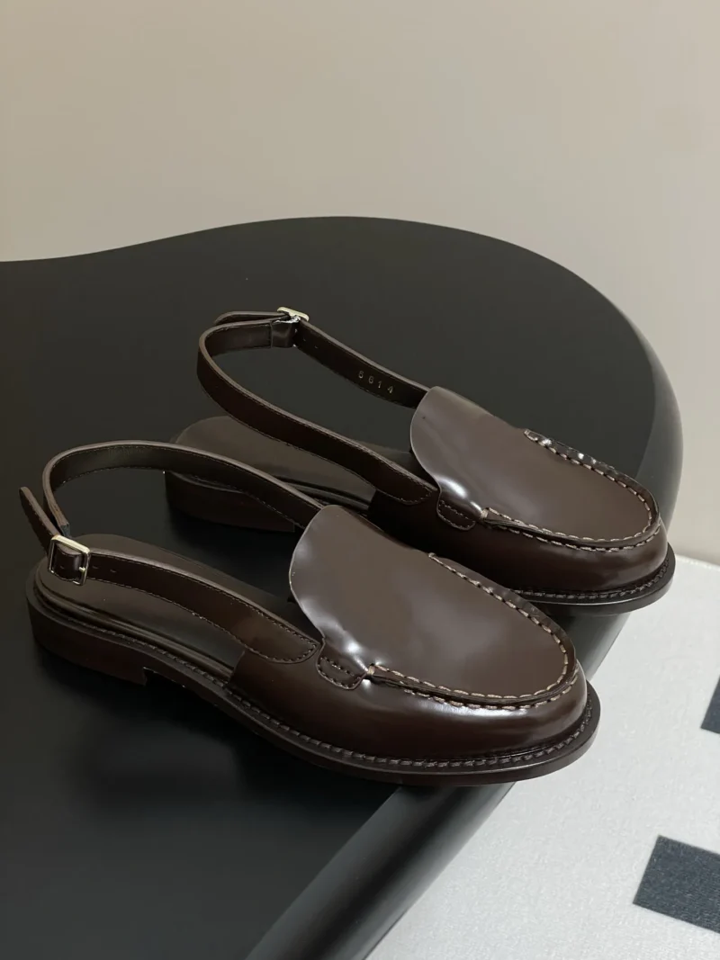 Premium Leather Slingback Loafers for Women with Metal Decoration for Daily Comfort - Image 2