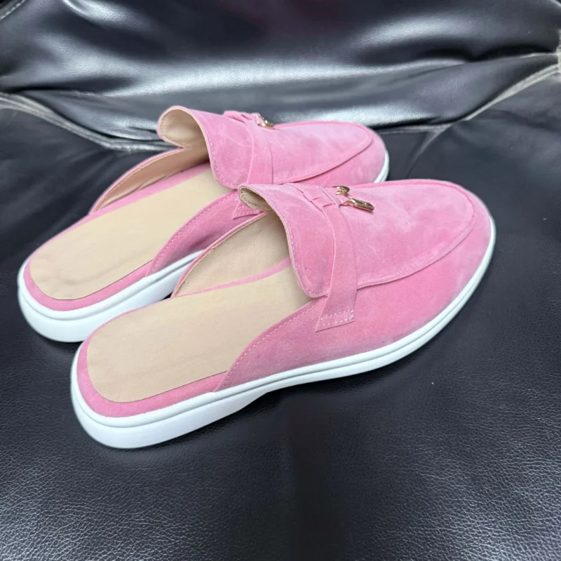 Luxury Suede Tassel Loafer Mules with Metal Buckle for Women's All-Day Comfort - Image 6