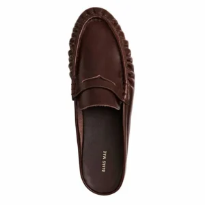 Classic Genuine Leather Round Toe Mule Loafers for Women with Comfortable Flat Design