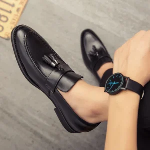 Premium Leather Tassel Loafers Men's Breathable Casual Shoes for Office & Driving