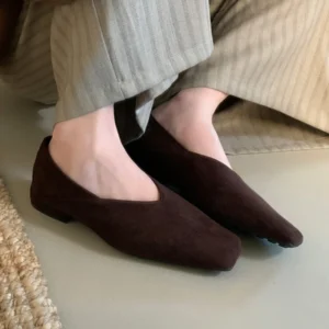 Square Toe Faux Suede Loafers with Cushioned Insole for All-Day Comfort