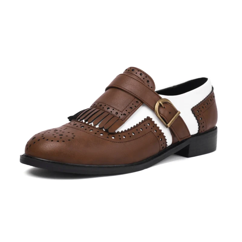 Classic Tassel Buckle Loafers for Women with Round Toe Low Heel for Casual Wear - Image 8