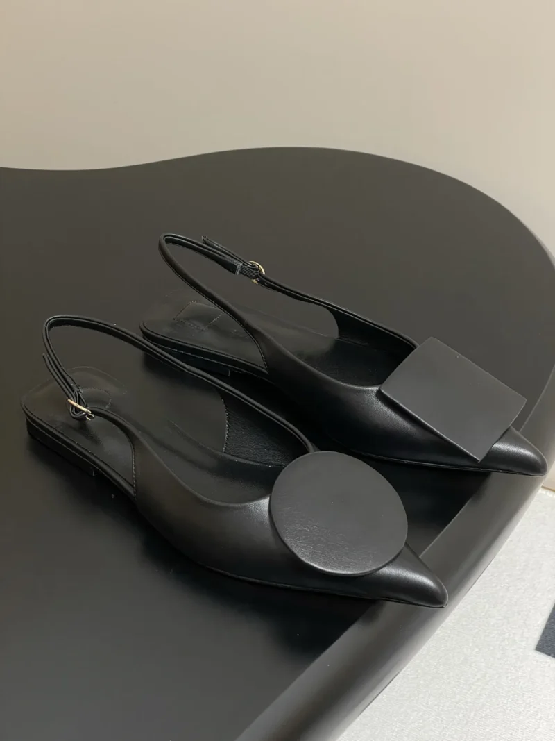 Premium Leather Slingback Ballet Flats with Comfortable Sheepskin Insole for Casual Wear - Image 4