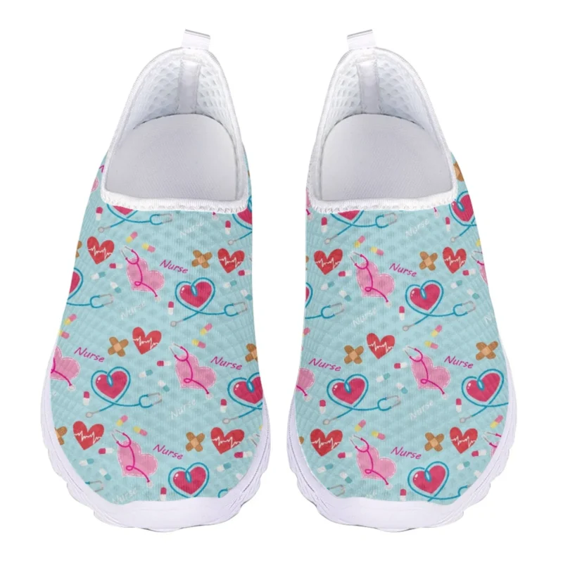 Breathable Mesh Heart Print Penny Loafers for Women with EVA Comfort Insole