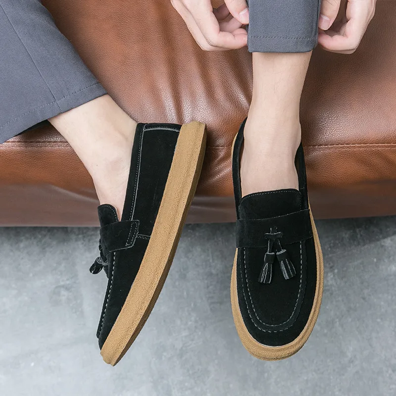 Premium tassel suede loafers for smart casual office environments