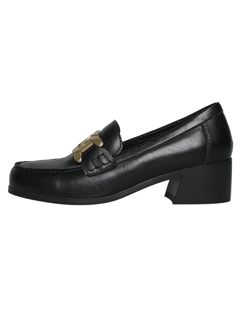 Classic Genuine Leather Horsebit Loafers with Square Heel for Women's All-Day Comfort - Image 5